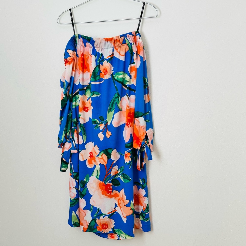 Vince Camuto off shoulder Tie Sleeve mini Dress floral - Picture 5 of 7